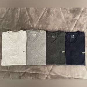Lot of 4 Lacoste Lightweight Pima Cotton V-Neck T-Shirt, Size XS $240